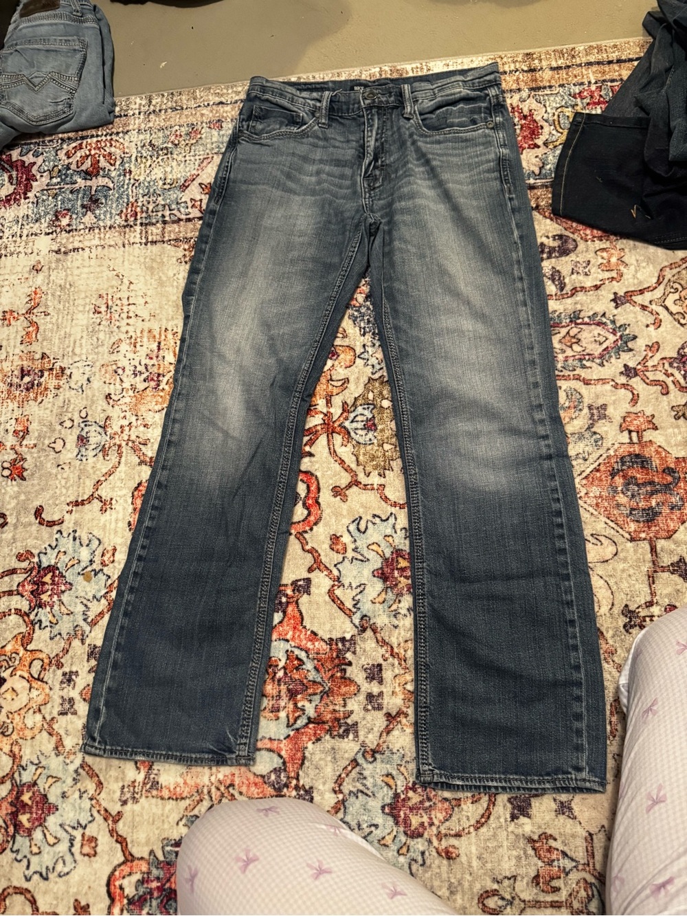 BKE Men's Slim Straight Jeans - Faded Blue Denim